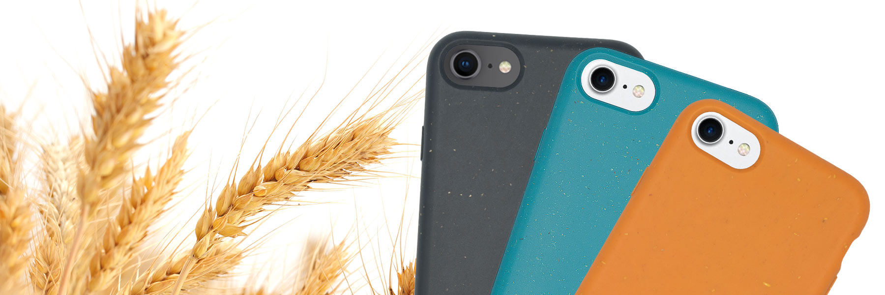 iPhone Se 2 Biodegradable Cases in Multiple Colors with Wheat Background