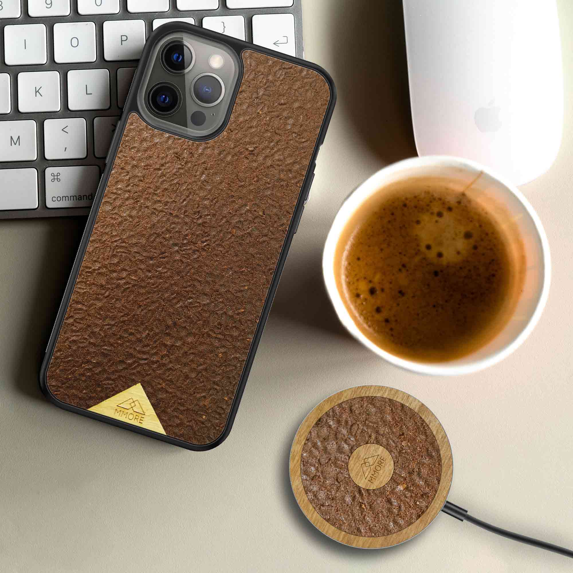 Estuche para teléfono Coffee BUNDLE + Protector de pantalla + Cargador seguro Coffee Mag