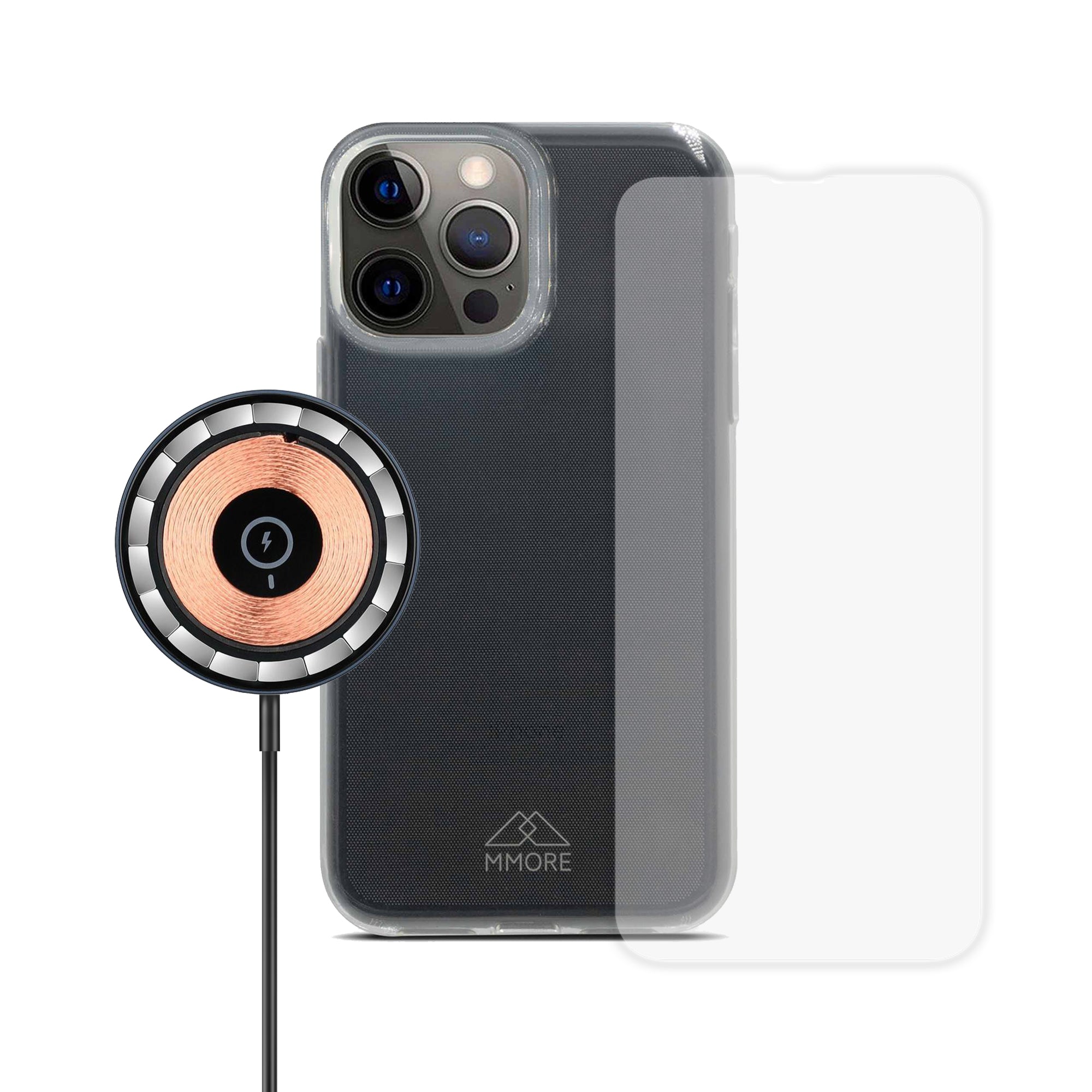 Recycled Ocean Plastic BUNDLE Transparent Phone Case + Screen Protector + Wireless Charger