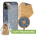 BUNDLE - Blue Cornflower Phone Case + Screen Protector + Wireless Charger + Coasters