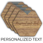 PERSONALISIERTE Holzuntersetzer - Amerikanischer Walnuss / Set mit 4 Untersetzern