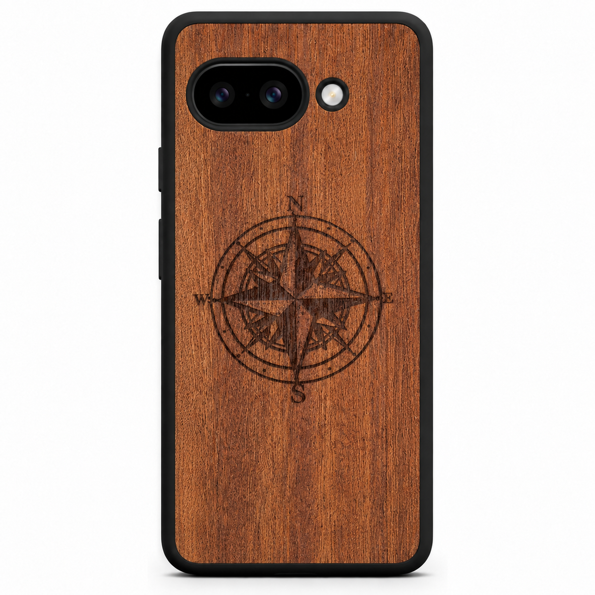 Compass wooden phone case for Google Pixel 9a