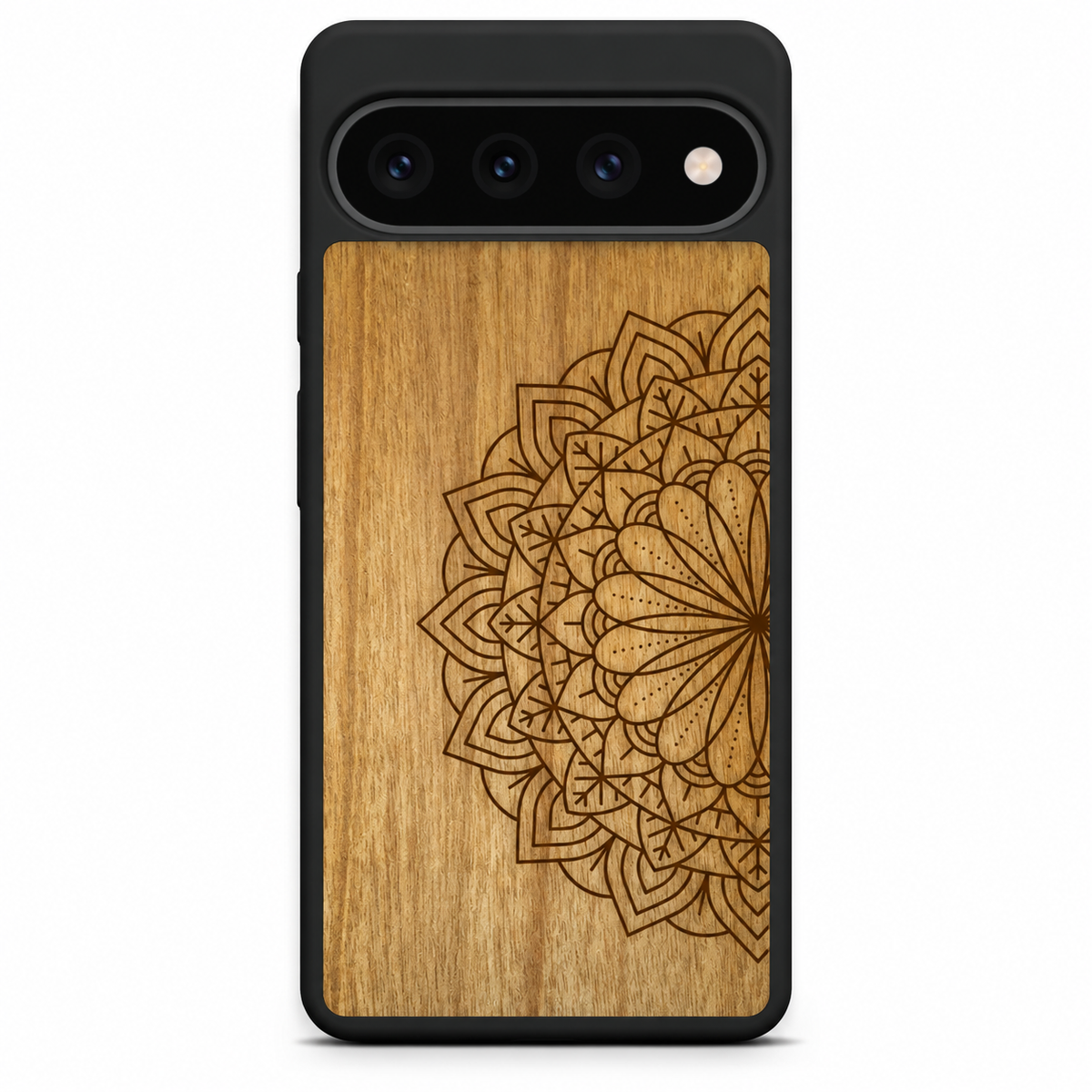 Mandala wooden phone case for Google Pixel 10