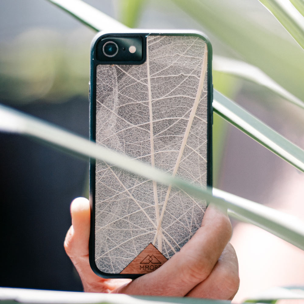Organic Skeleton Leavse Phone Case Held in Hands
