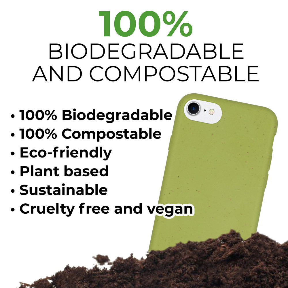 Funda verde para teléfono totalmente biodegradable y compostable