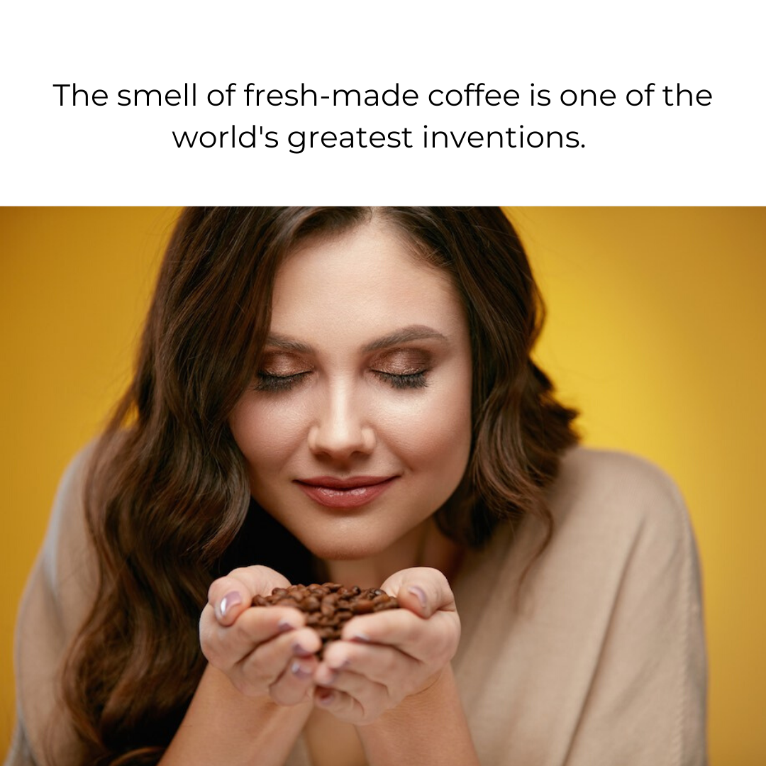 The aroma of a freshly brewed coffee 