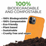 Estuche para teléfono naranja biodegradable y compostable