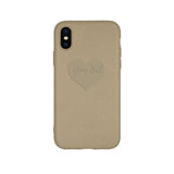iPhone X Custom Text in Heart Olive Green Case