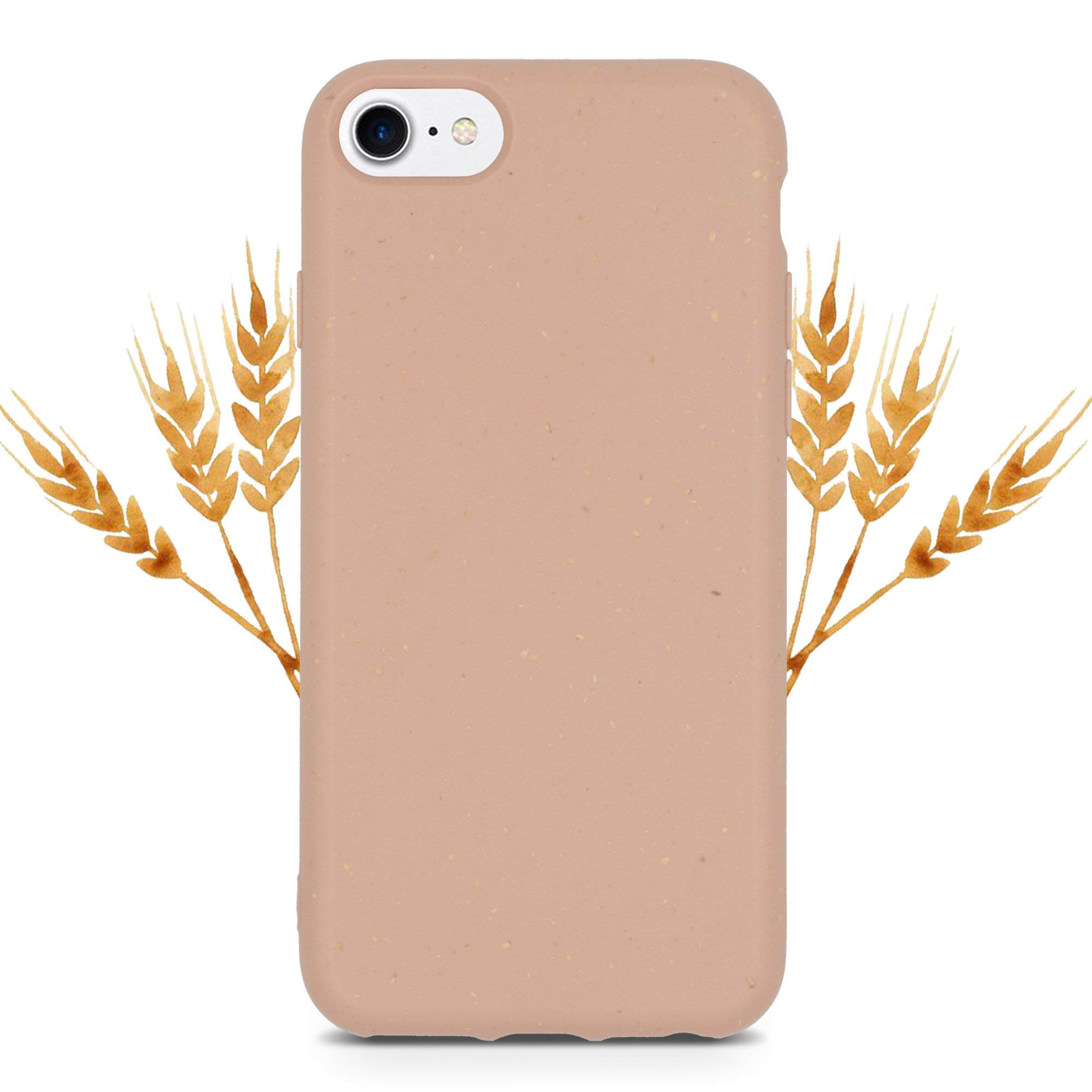 Funda para iPhone 7 rosa pastel con fondo de trigo