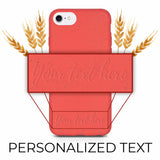 Funda para iPhone biodegradable con texto personalizado rojo