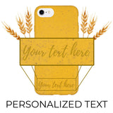 Caja de teléfono biodegradable con texto personalizado personalizado amarillo
