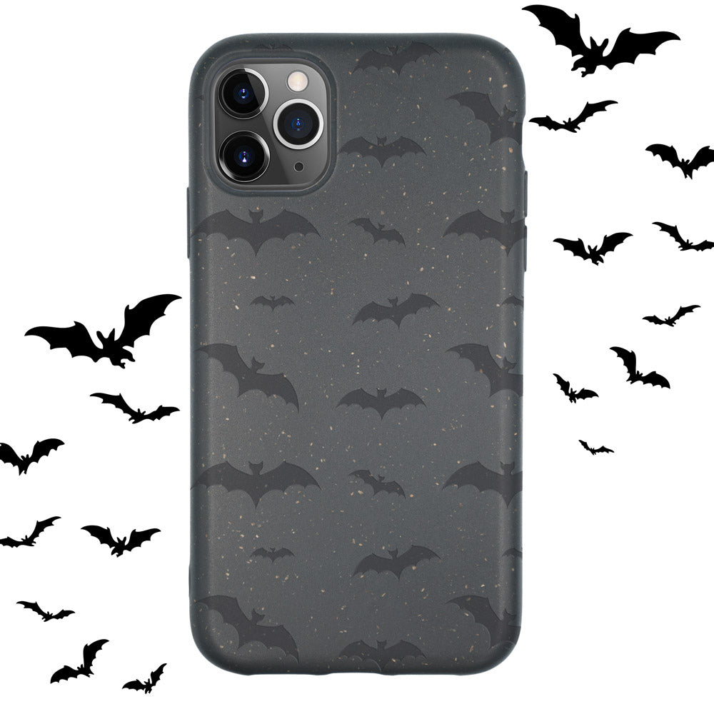 Biologisch abbaubare Fledermaus-Halloween-Handyhülle – Schwarz