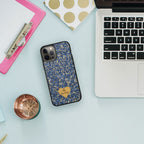 Flatlay of Personalized Blue Cornflower Phone Case