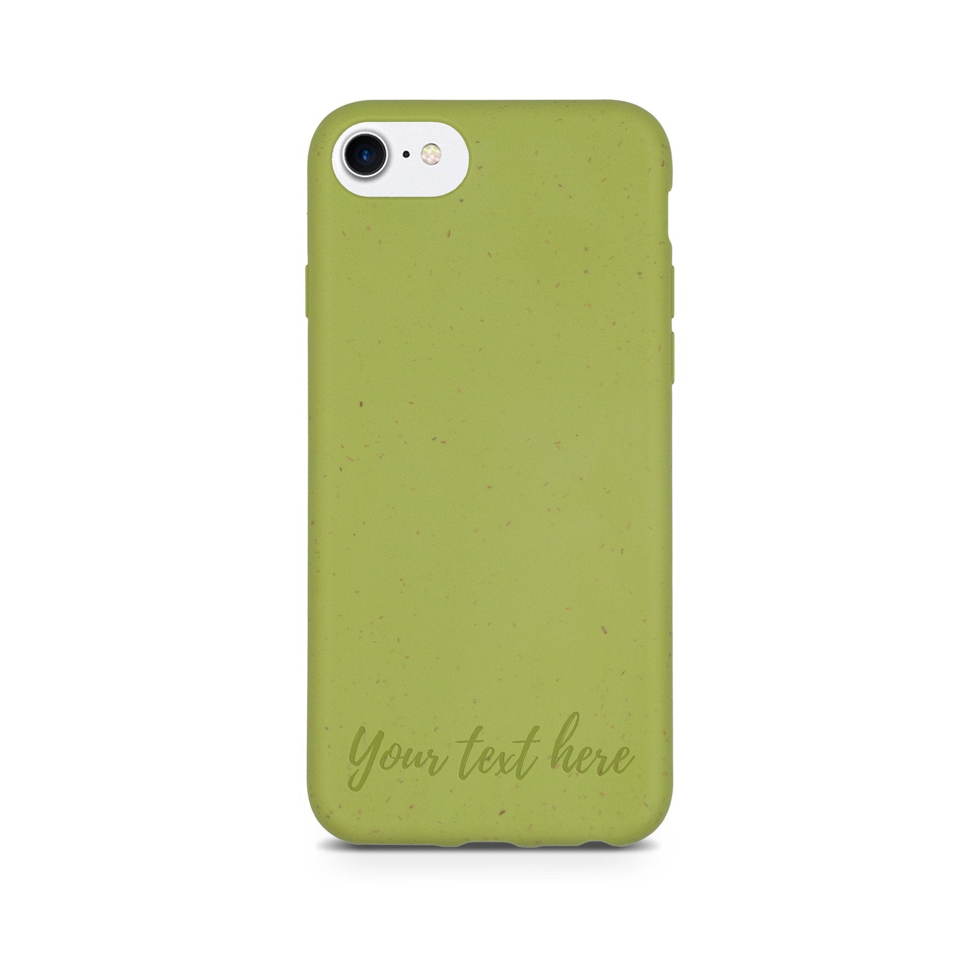 Carcasa personalizada para teléfono con texto horizontal verde manzana