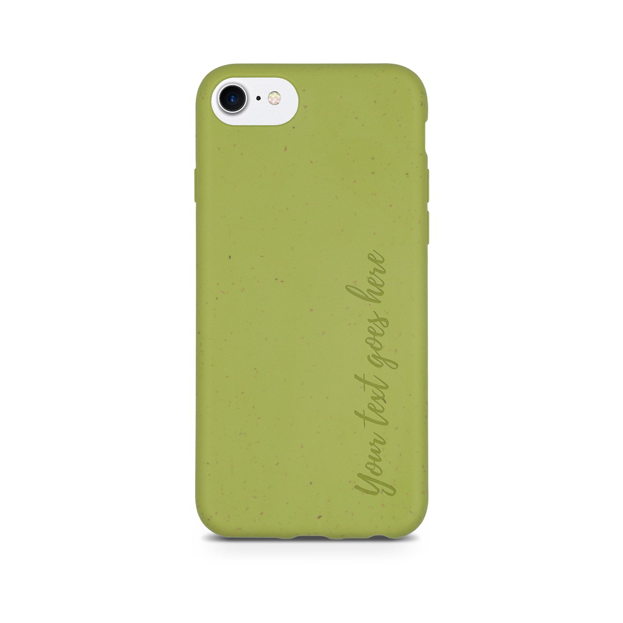Carcasa personalizada para teléfono con texto vertical verde manzana