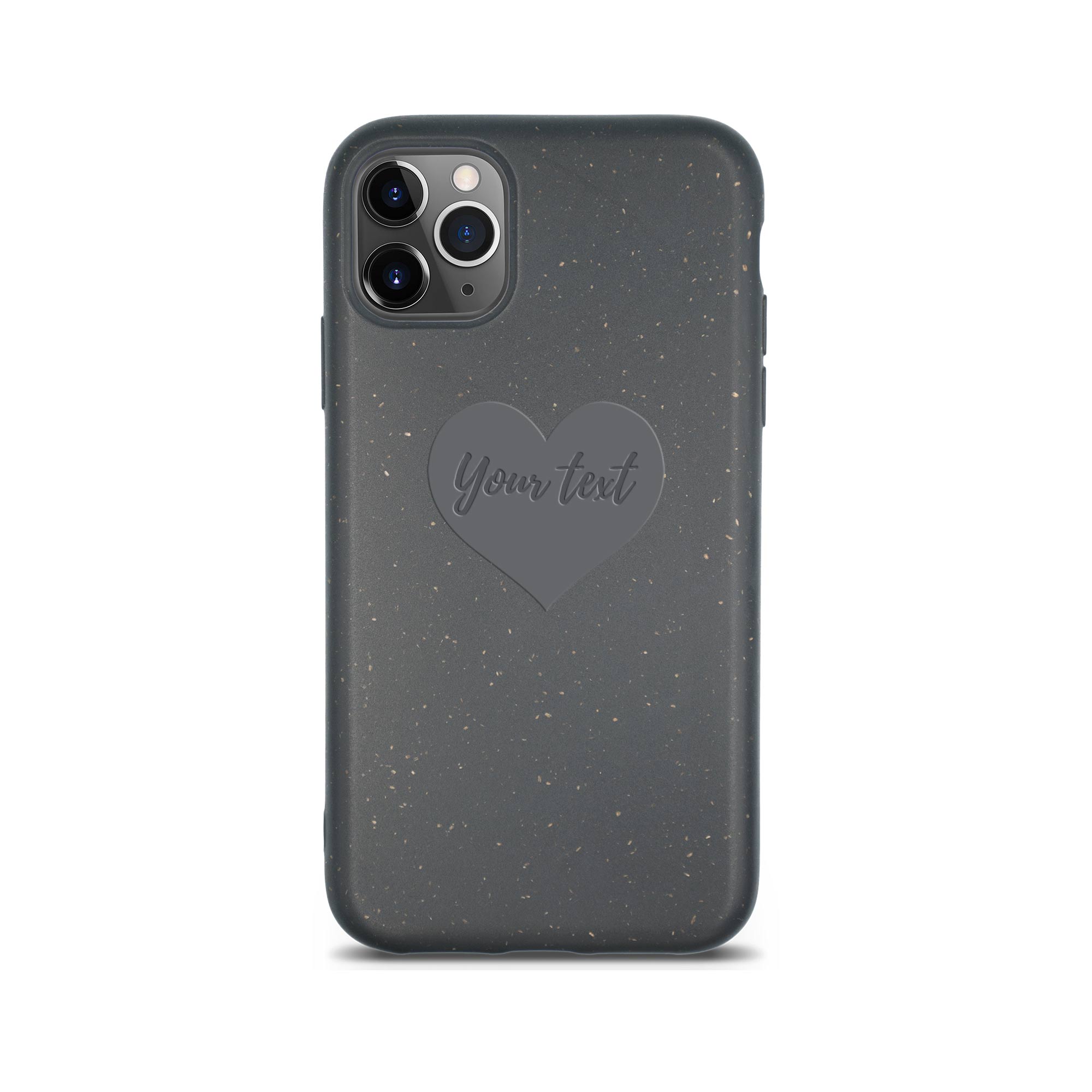 iPhone 11 Pro texto personalizado en carcasa de teléfono con forma de corazón