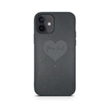 iPhone 12 Mini texto personalizado en carcasa de teléfono con forma de corazón
