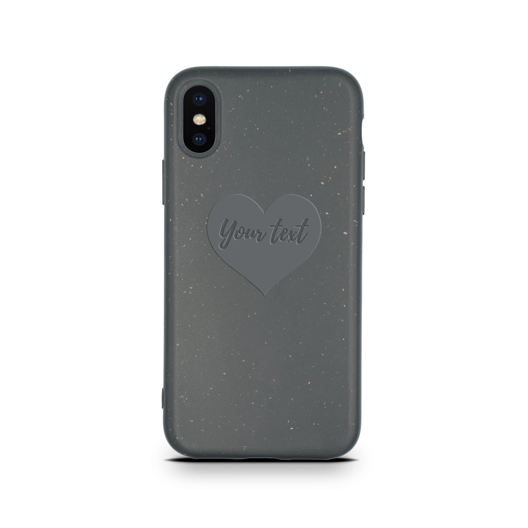 Funda para teléfono con texto personalizado en forma de corazón para iPhone XS