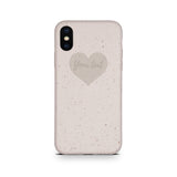 Texto personalizado iPhone X Corazón blanco natural