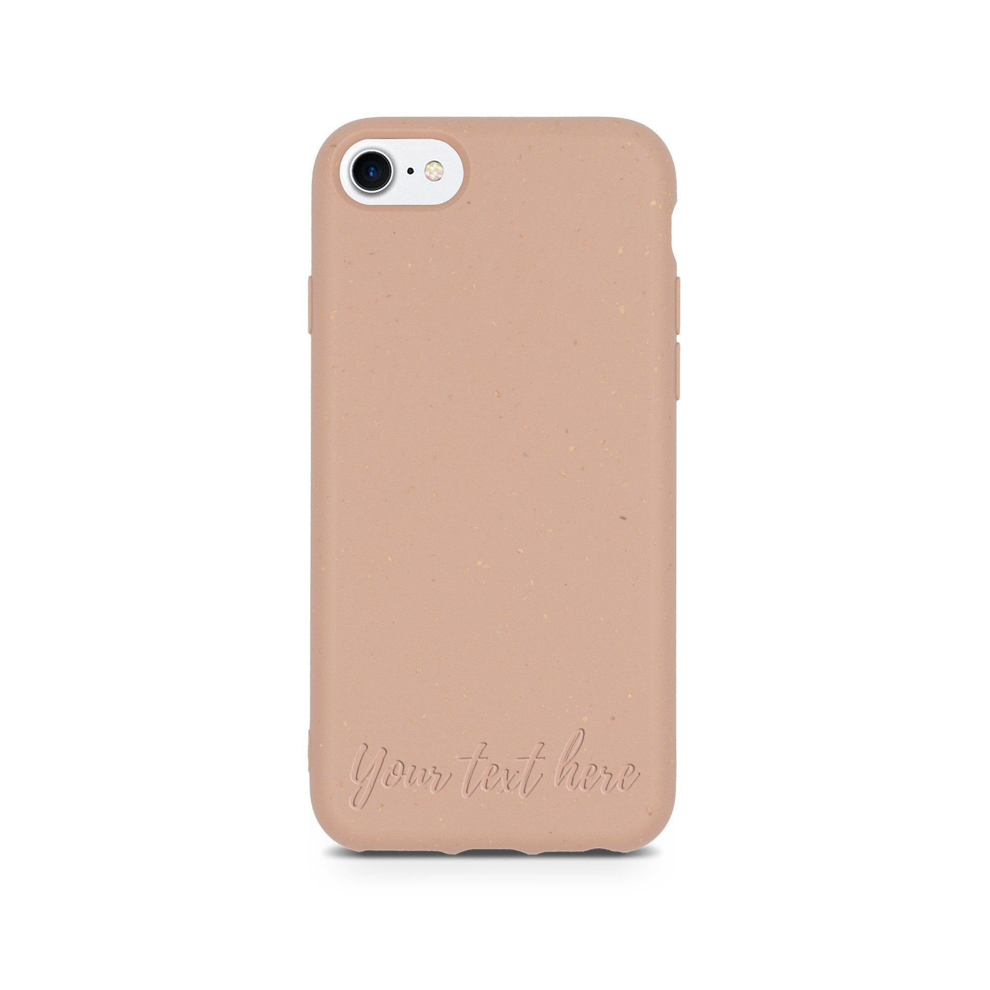 Horizontal Custom Text on Biodegradable Pastel Pink iPhone Case