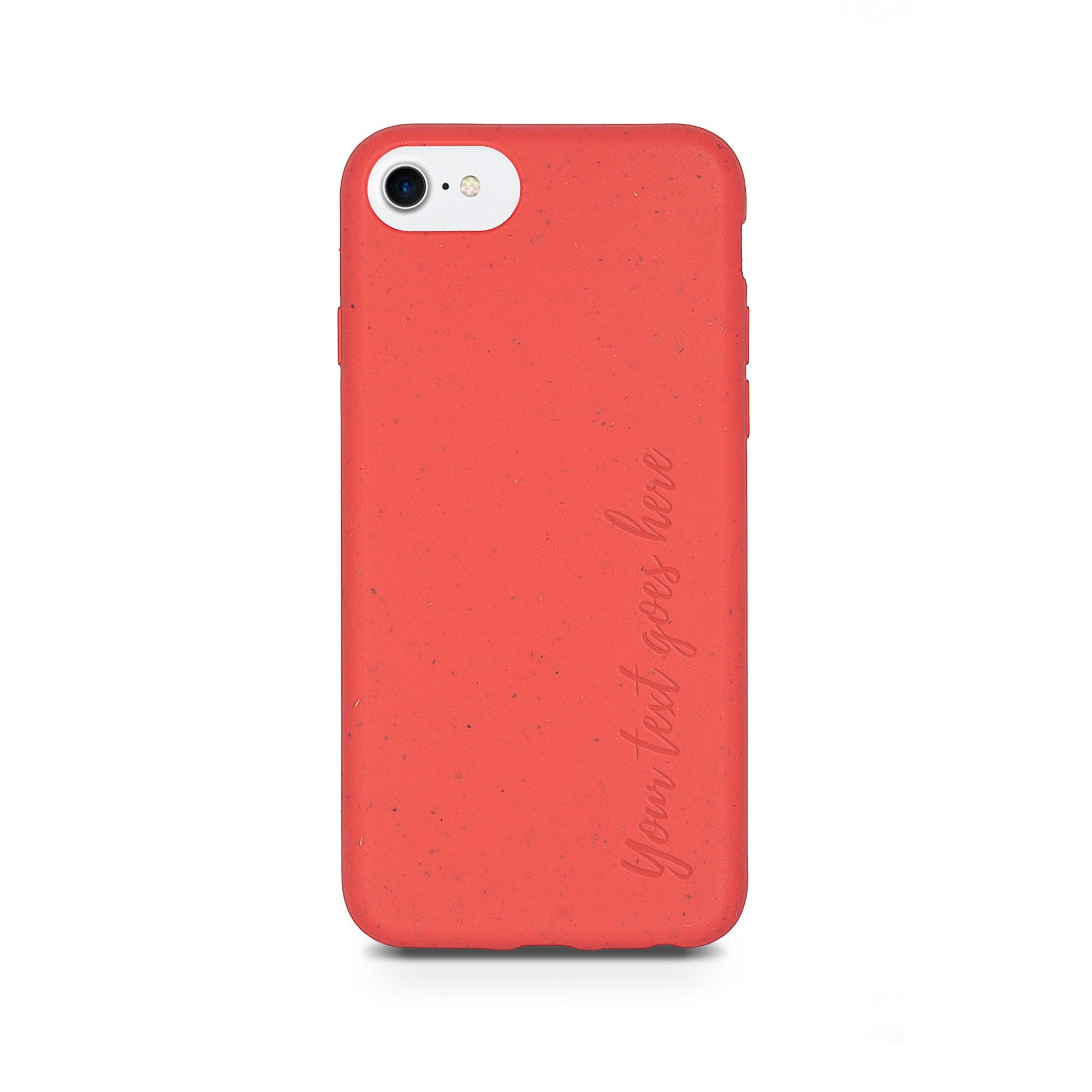Funda para iPhone 7 roja con texto personalizado vertical ecológico