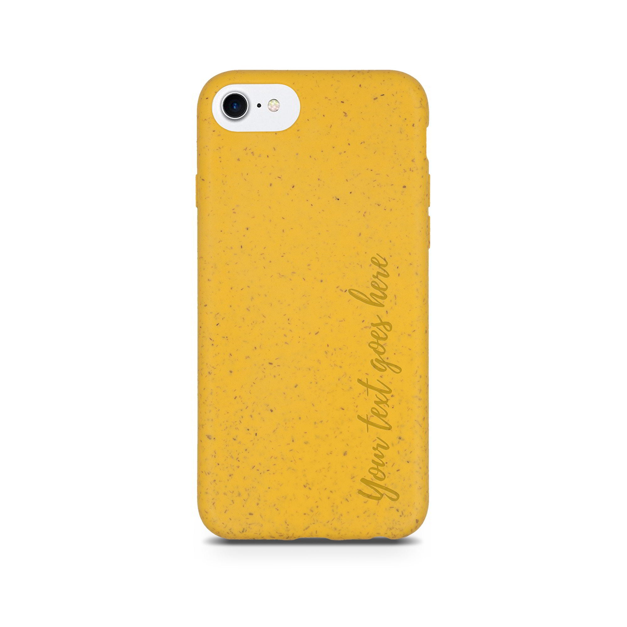Carcasa Amarilla con Texto Personalizado Vertical para iPhone SE