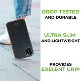 Transparent phone case being drop tested