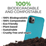 Vollständig kompostierbare und biologisch abbaubare Handyhülle in Schmutz