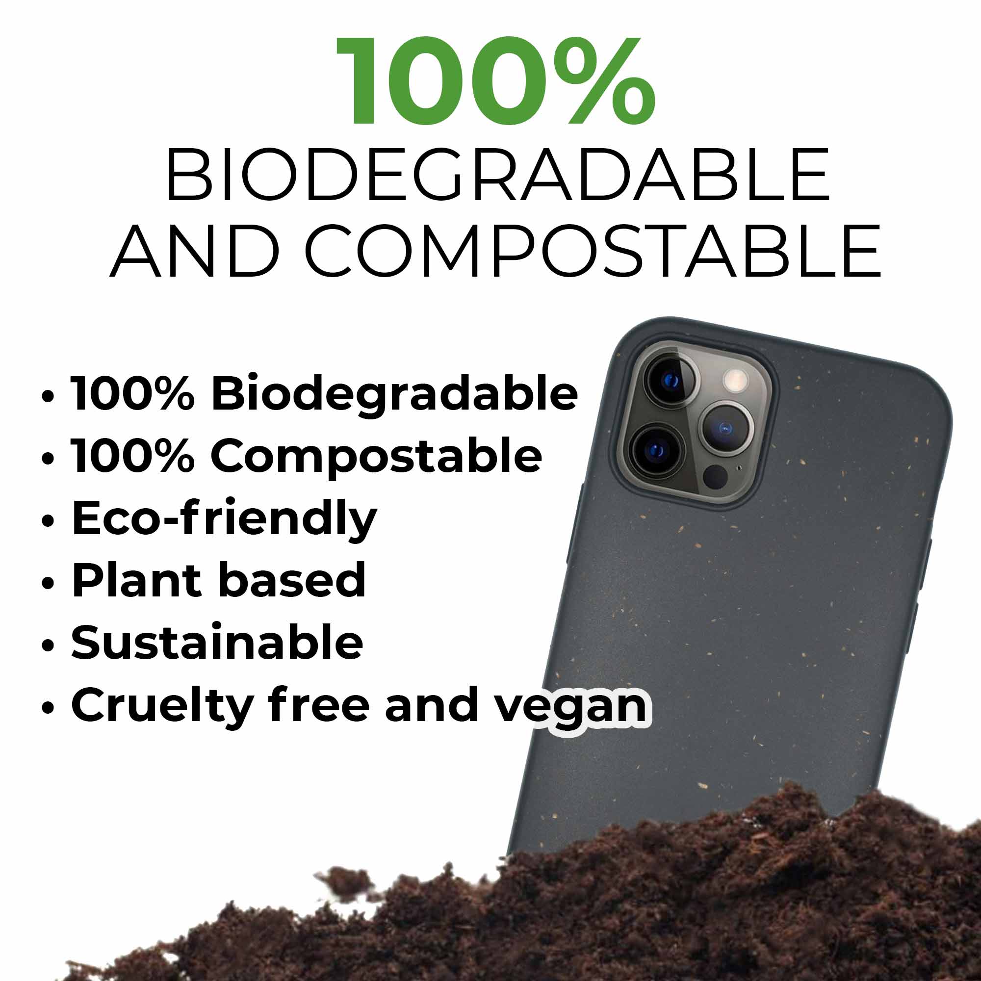 Black Biodegradable BUNDLE  phone case + Screen Protector + Wireless Charger Secondary image