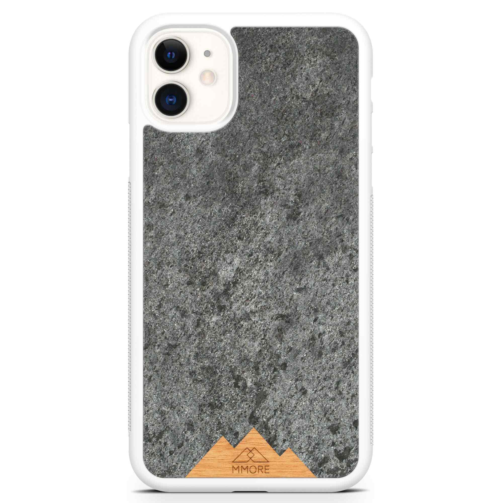 Funda para teléfono con marco blanco para iPhone 11 Mountain Stone