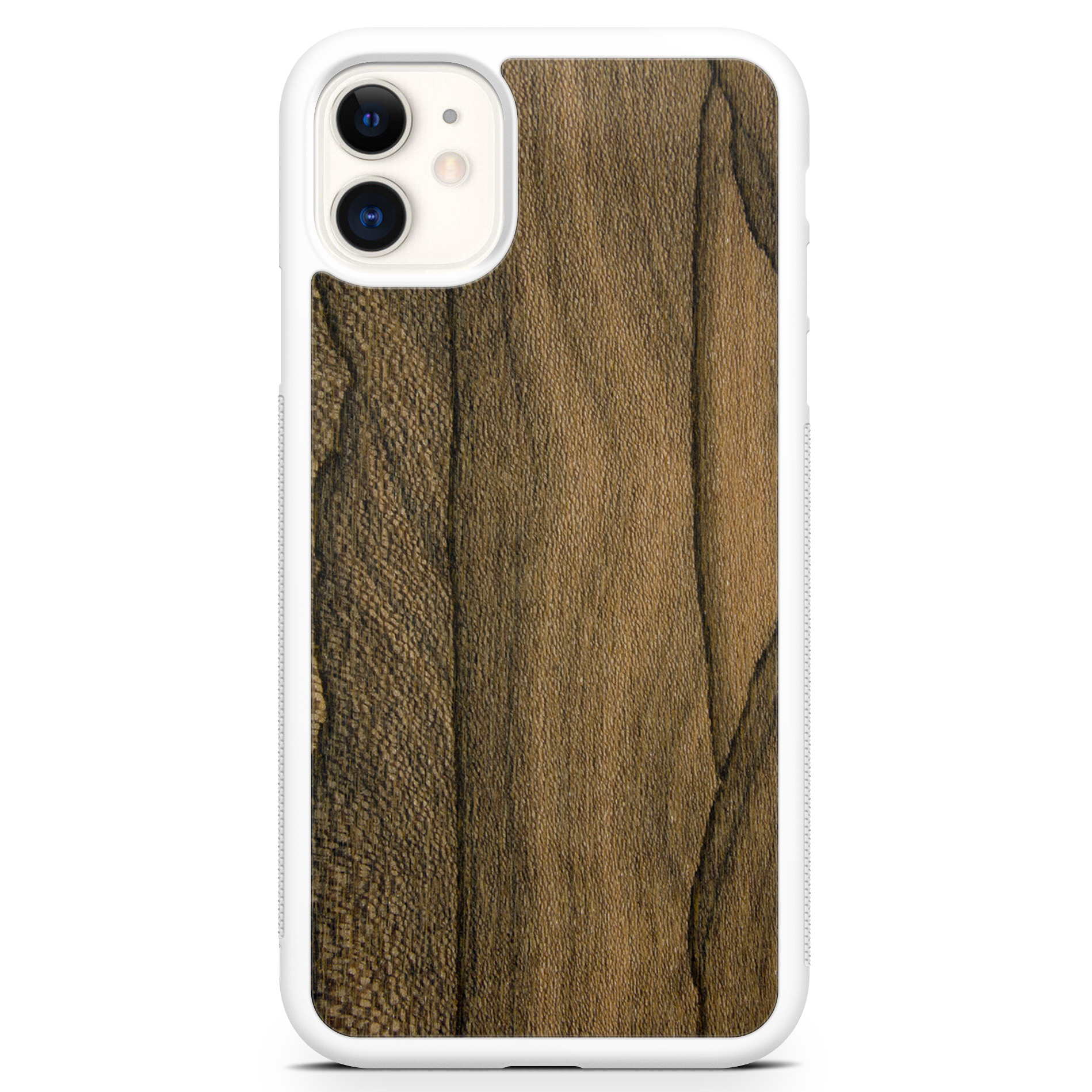 iPhone 11 Ziricote Wood White Phone Case