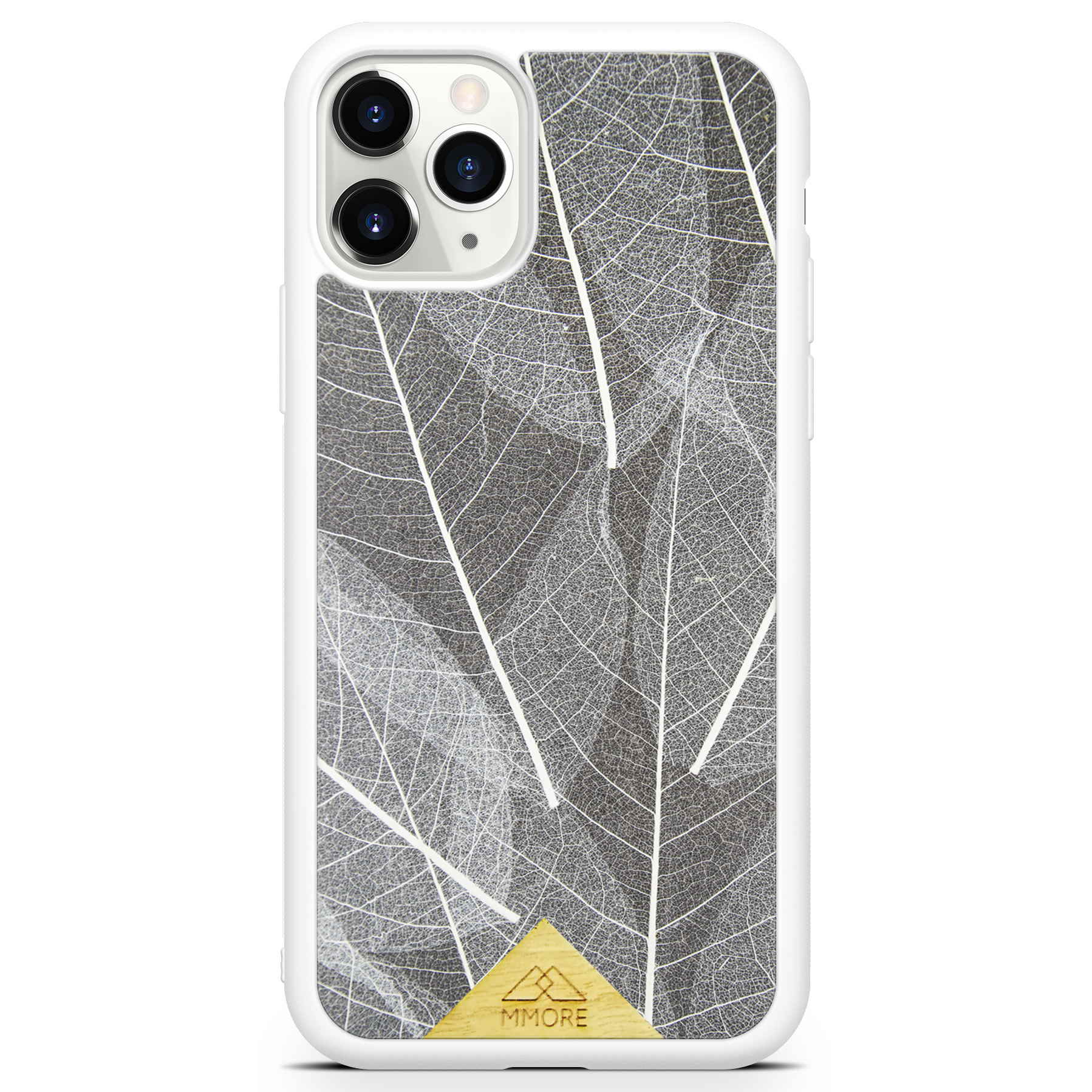 iPhone 11 Pro White Frame Skeleton Leaves Phone Case