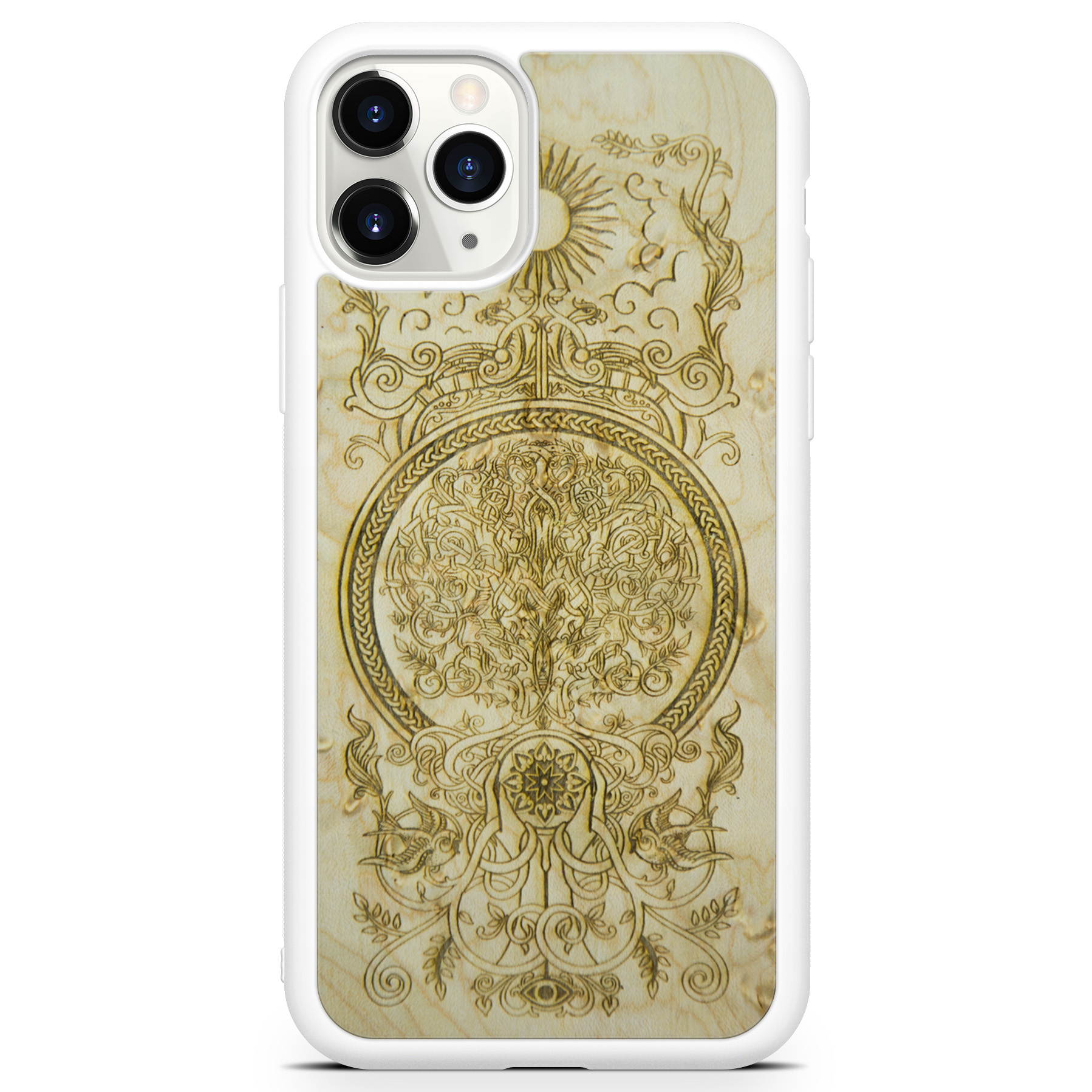 iPhone 11 Pro Max Wooden Tree of Life White Phone Case