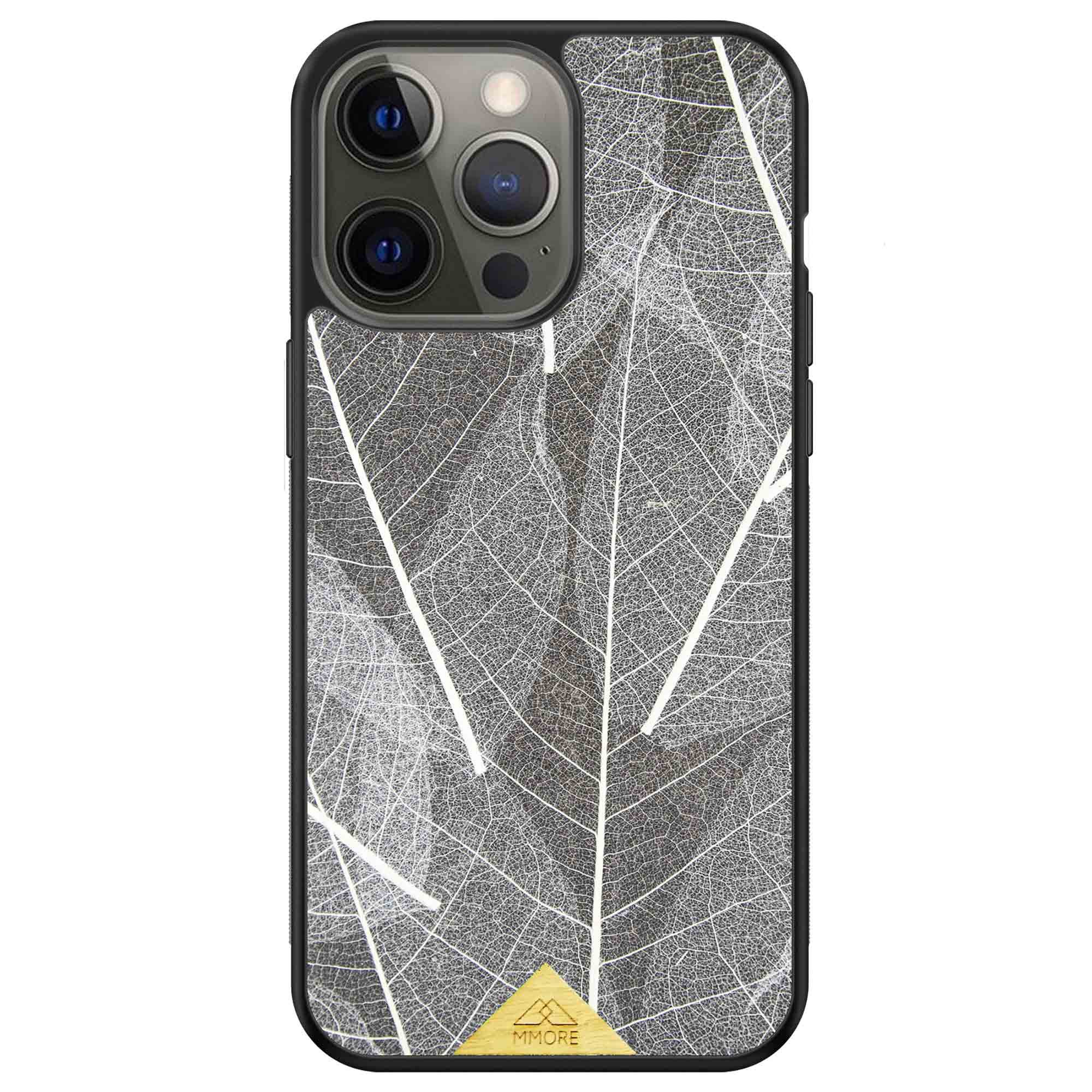 iPhone 13 Pro Max Black Frame Skeleton Leaves Funda para teléfono