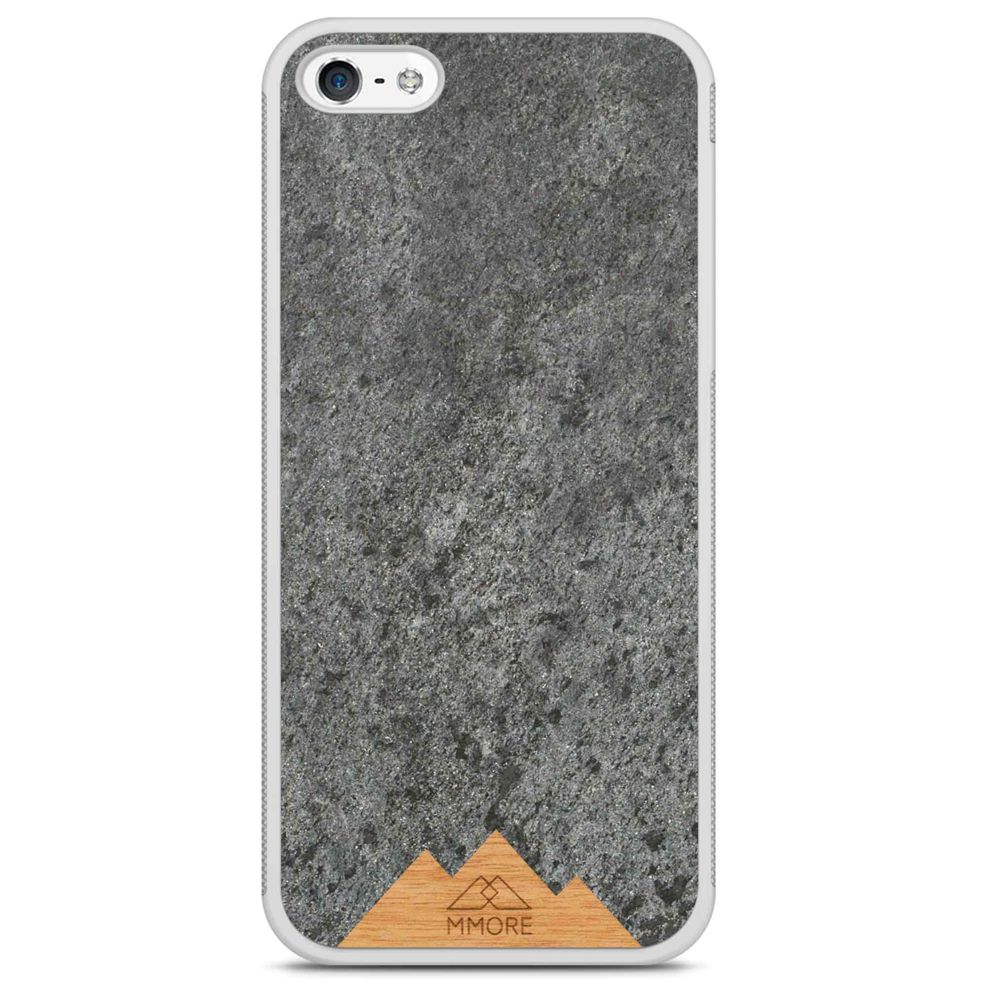 Funda para teléfono con marco blanco para iPhone 5 Mountain Stone
