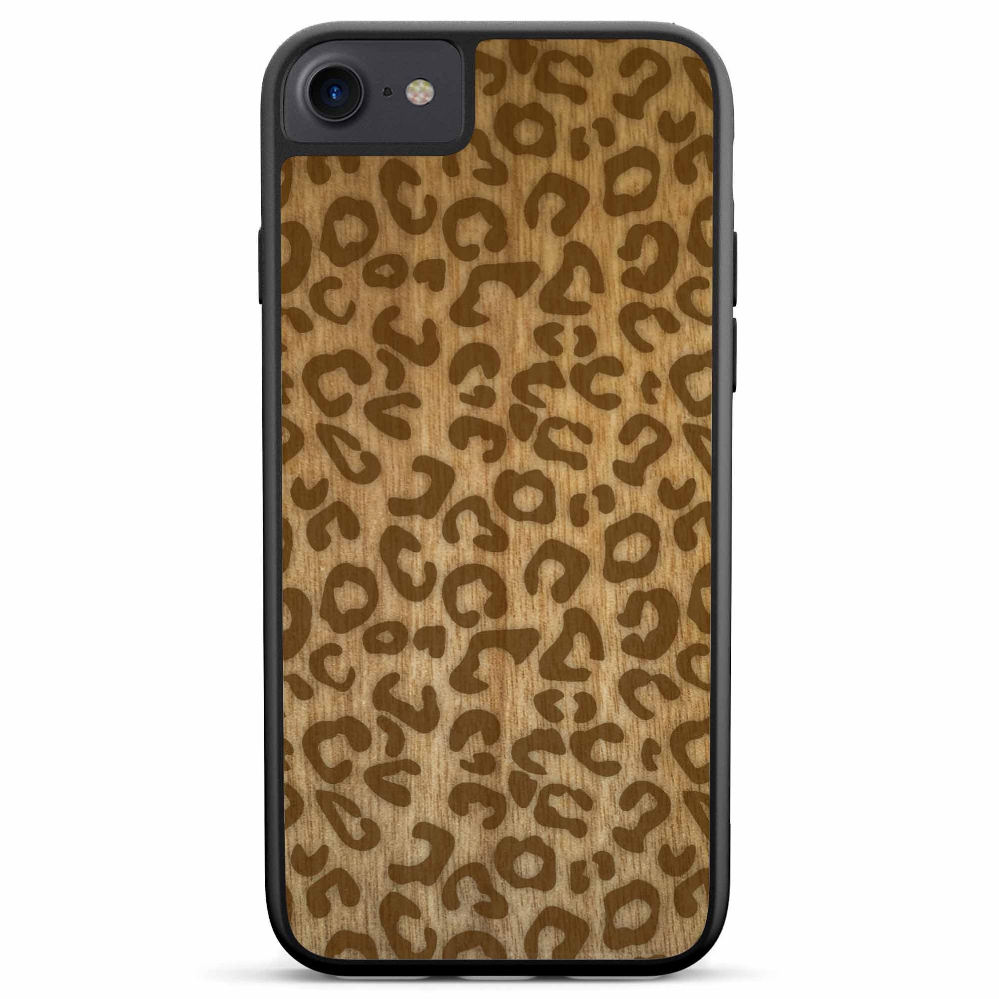 Funda para teléfono de madera con estampado de guepardo para iPhone SE 2