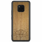 Engraved Lotus Wood Phone Case Huawei Mate 20 Pro