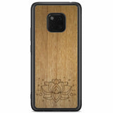 Engraved Lotus Wood Phone Case Huawei Mate 20 Pro