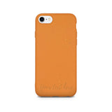 Funda naranja para iPhone 7 con texto horizontal personalizado biodegradable