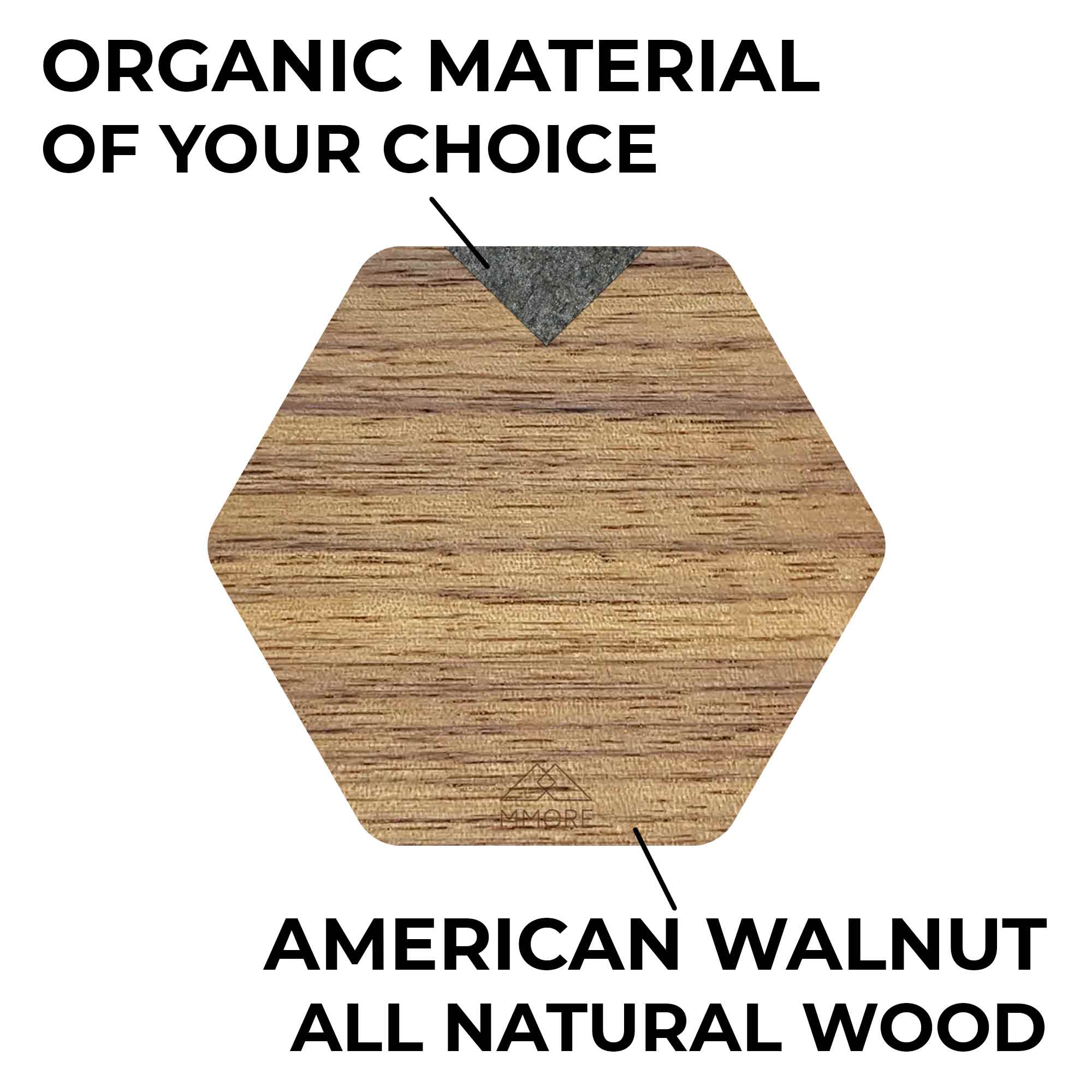 PERSONALISIERTE Holzuntersetzer - Amerikanische Walnuss / Set mit 4 Untersetzern