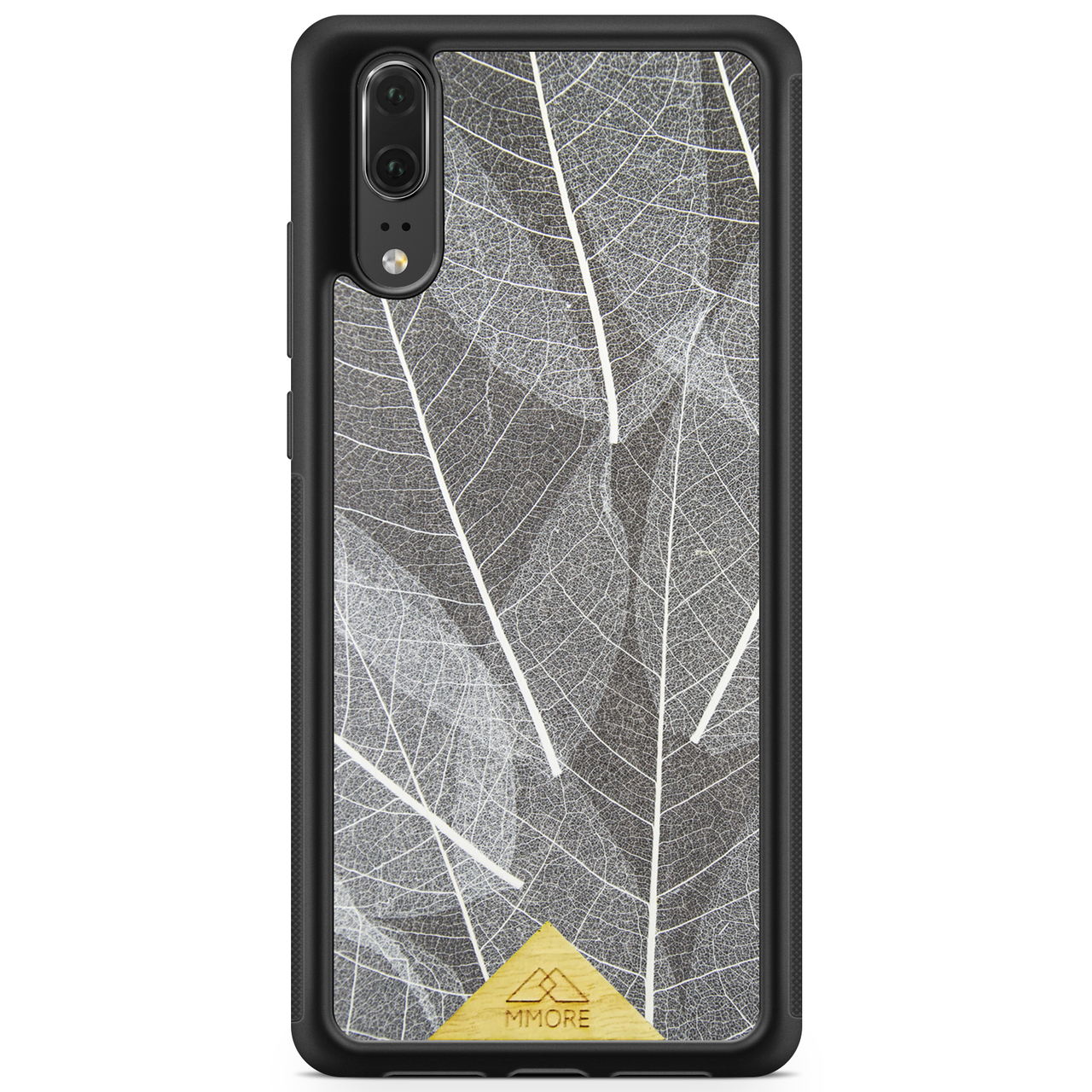 Huawei P20 Black Frame Skeleton Leaves Phone Case