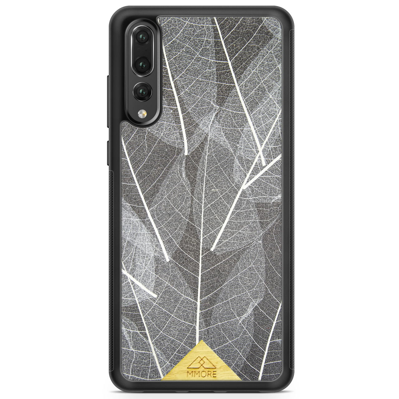 Huawei P20 Pro Black Frame Skeleton Leaves Phone Case
