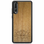 Engraved Lotus Wood Phone Case Huawei P20 Pro