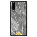 Huawei P30 Black Frame Skeleton Leaves Phone Case