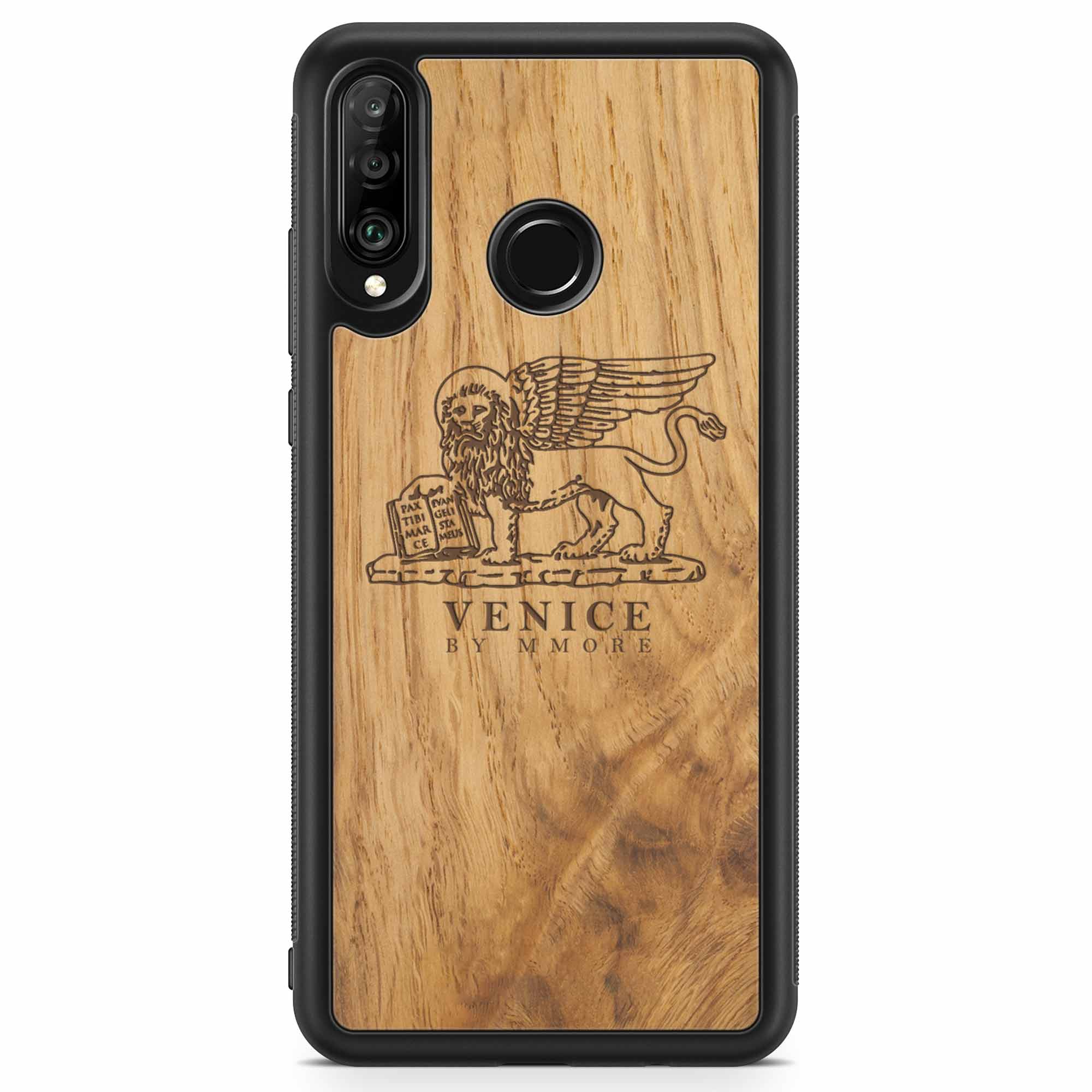 Coque de téléphone en bois antique Venice Lion pour Huawei P30 Lite