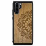 Деревянный чехол для телефона Huawei P30 Pro с гравировкой в ​​виде мандалы
