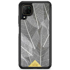 Huawei P40 Lite Black Frame Skeleton Leaves Phone Case