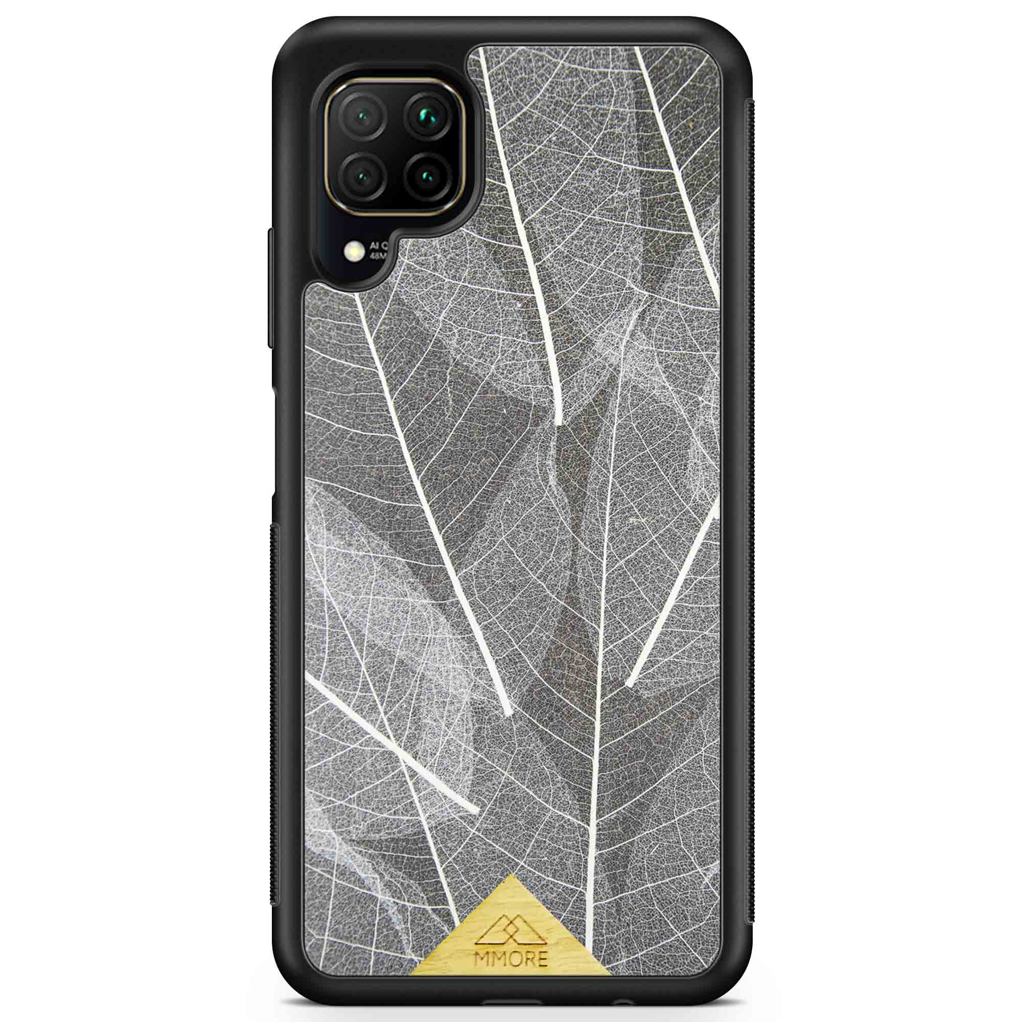 Huawei P40 Lite Black Frame Skeleton Leaves Phone Case