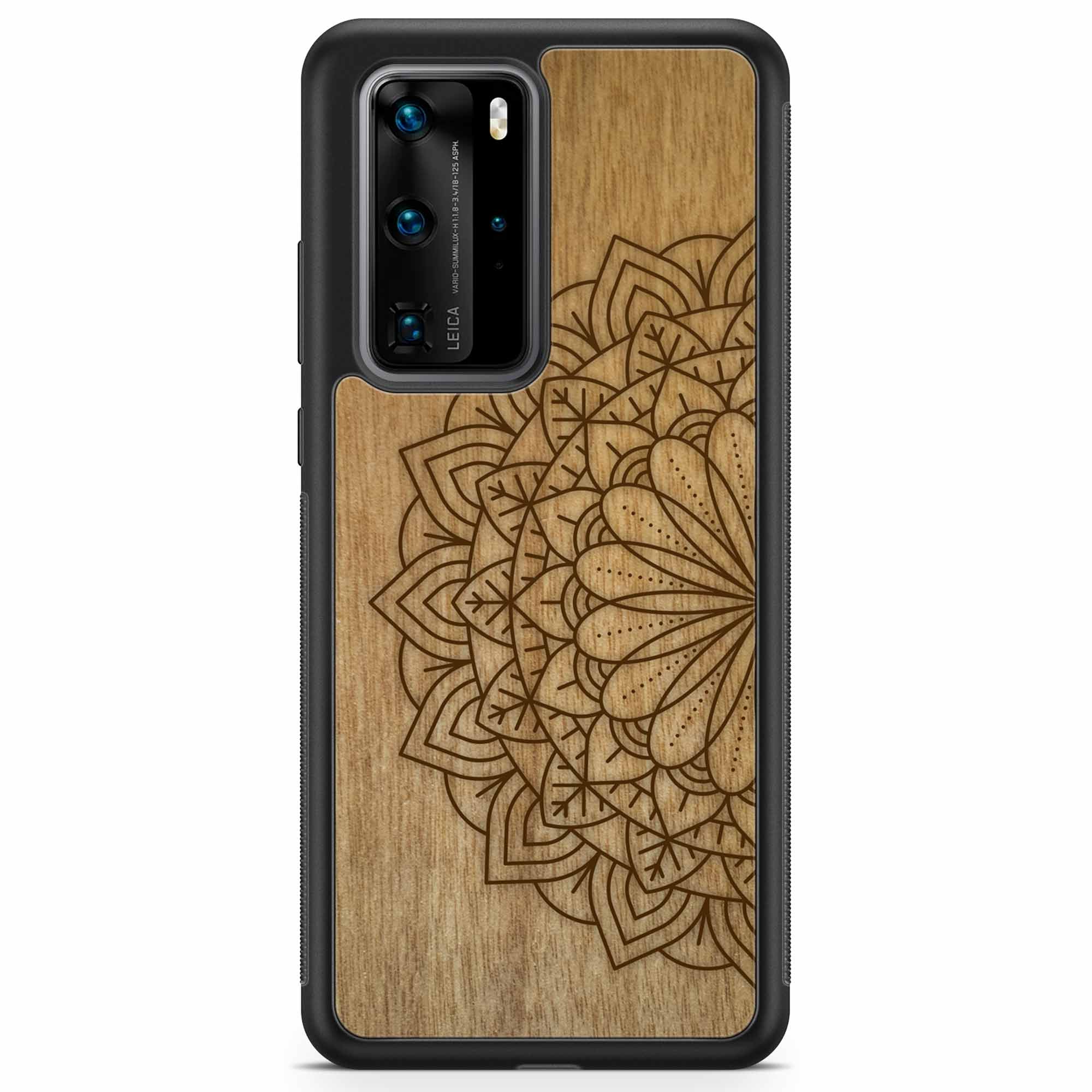 Деревянный чехол для телефона Huawei P40 Pro с гравировкой в ​​виде мандалы