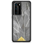 Huawei P40 Pro Black Frame Skeleton Leaves Phone Case
